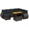 vidaXL Salon de jardin 8 pcs avec coussins noir résine tressée