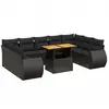 vidaXL Salon de jardin 10 pcs avec coussins noir résine tressée