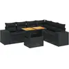vidaXL Salon de jardin 7 pcs avec coussins noir résine tressée