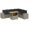 vidaXL Salon de jardin avec coussins 7 pcs gris résine tressée