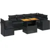 vidaXL Salon de jardin 7 pcs avec coussins noir résine tressée