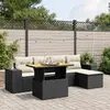 vidaXL Salon de jardin 6 pcs avec coussins noir résine tressée