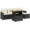 vidaXL Salon de jardin 6 pcs avec coussins noir résine tressée
