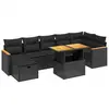 vidaXL Salon de jardin 8 pcs avec coussins noir résine tressée