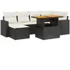 vidaXL Salon de jardin 7 pcs avec coussins noir résine tressée