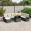 vidaXL Salon de jardin 9 pcs avec coussins noir résine tressée