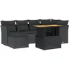 vidaXL Salon de jardin 7 pcs avec coussins noir résine tressée