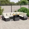 vidaXL Salon de jardin 9 pcs avec coussins noir résine tressée