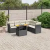 vidaXL Salon de jardin 7 pcs avec coussins noir résine tressée