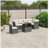 vidaXL Salon de jardin 7 pcs avec coussins noir résine tressée