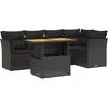 vidaXL Salon de jardin 5 pcs avec coussins noir résine tressée