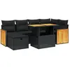 vidaXL Salon de jardin 7 pcs avec coussins noir résine tressée