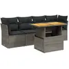 vidaXL Salon de jardin 5 pcs avec coussins gris résine tressée