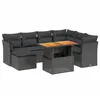 vidaXL Salon de jardin 8 pcs avec coussins noir résine tressée
