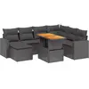 vidaXL Salon de jardin 8 pcs avec coussins noir résine tressée