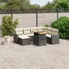 vidaXL Salon de jardin 8 pcs avec coussins noir résine tressée