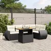 vidaXL Salon de jardin 6 pcs avec coussins noir résine tressée