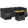 vidaXL Salon de jardin 7 pcs avec coussins noir résine tressée