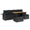 vidaXL Salon de jardin 6 pcs avec coussins noir résine tressée