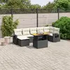 vidaXL Salon de jardin 8 pcs avec coussins noir résine tressée