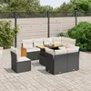 vidaXL Salon de jardin 9 pcs avec coussins noir résine tressée