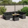 vidaXL Salon de jardin 9 pcs avec coussins noir résine tressée