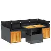 vidaXL Salon de jardin 7 pcs avec coussins noir résine tressée