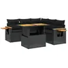 vidaXL Salon de jardin 6 pcs avec coussins noir résine tressée