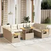 vidaXL Salon de jardin avec coussins 10 pcs beige résine tressée