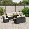 vidaXL Salon de jardin 9 pcs avec coussins noir résine tressée
