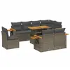 vidaXL Salon de jardin 9 pcs avec coussins gris résine tressée