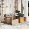 vidaXL Salon de jardin avec coussins 5 pcs beige résine tressée