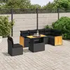 vidaXL Salon de jardin 7 pcs avec coussins noir résine tressée