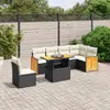 vidaXL Salon de jardin 7 pcs avec coussins noir résine tressée