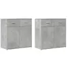 vidaXL Buffets 2 pcs gris béton 79x38x80 cm bois d'ingénierie