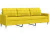 vidaXL Canapé à 3 places Jaune clair 210 cm Tissu