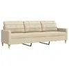 vidaXL Canapé à 3 places Crème 210 cm Tissu