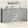 vidaXL Buffets 3 pcs gris béton 60x31x84 cm bois d'ingénierie