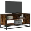 vidaXL Meuble TV chêne fumé 91x40x46 cm bois d'ingénierie et métal