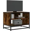 vidaXL Meuble TV chêne fumé 61x40x46 cm bois d'ingénierie et métal