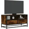 vidaXL Meuble TV chêne fumé 80x34,5x40 cm bois d'ingénierie et métal