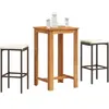 vidaXL Ensemble de bar de jardin 3 pcs marron bois massif acacia rotin