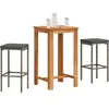 vidaXL Ensemble de bar de jardin 3 pcs gris bois massif acacia rotin