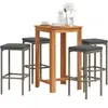 vidaXL Ensemble de bar de jardin 5 pcs gris bois massif acacia rotin