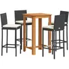 vidaXL Ensemble de bar de jardin 5 pcs noir bois massif acacia rotin