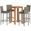 vidaXL Ensemble de bar de jardin 5 pcs gris bois massif acacia rotin