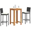 vidaXL Ensemble de bar de jardin 3 pcs noir bois massif acacia rotin