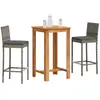 vidaXL Ensemble de bar de jardin 3 pcs gris bois massif acacia rotin