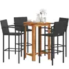 vidaXL Ensemble de bar de jardin 5 pcs noir bois massif acacia rotin