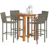 vidaXL Ensemble de bar de jardin 5 pcs gris bois massif acacia rotin